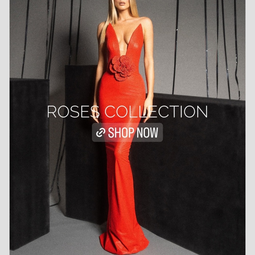 Albina Dyla Red Evening Gown